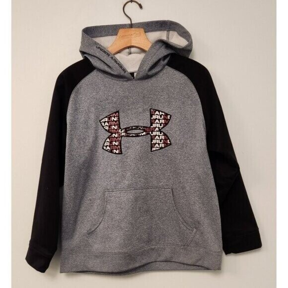 Under Armour Hoodie Fleece Logo Front Pullover Hooded Sweatshirt Youth Large EUC - Picture 4 of 13